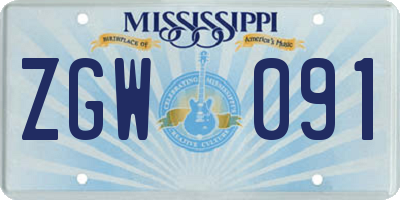 MS license plate ZGW091