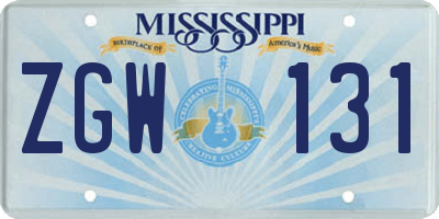 MS license plate ZGW131