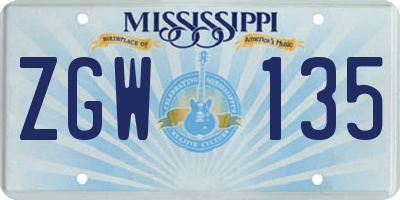 MS license plate ZGW135
