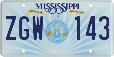 MS license plate ZGW143