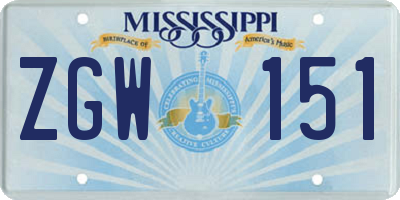 MS license plate ZGW151