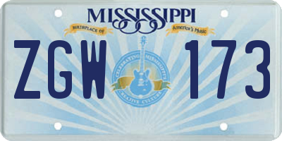 MS license plate ZGW173