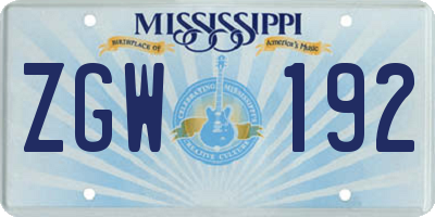 MS license plate ZGW192