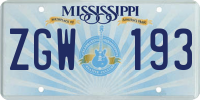 MS license plate ZGW193