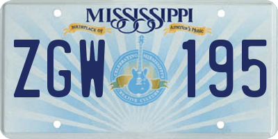 MS license plate ZGW195