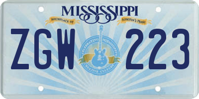 MS license plate ZGW223