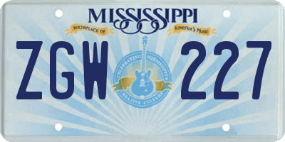 MS license plate ZGW227