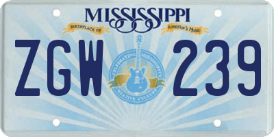 MS license plate ZGW239