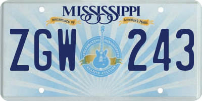 MS license plate ZGW243