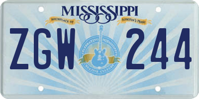 MS license plate ZGW244