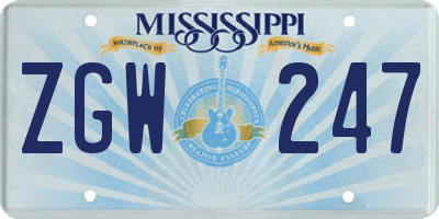 MS license plate ZGW247