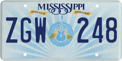 MS license plate ZGW248