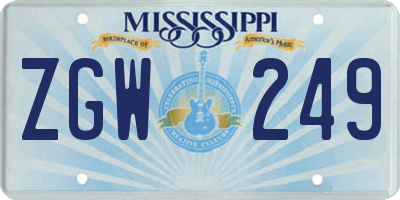 MS license plate ZGW249