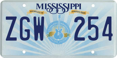 MS license plate ZGW254