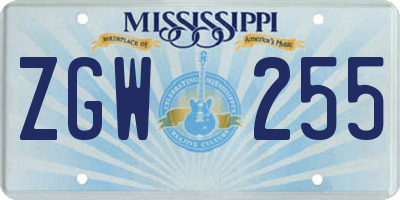 MS license plate ZGW255