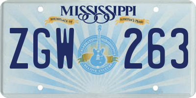 MS license plate ZGW263