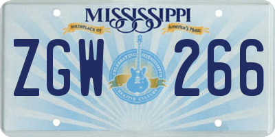 MS license plate ZGW266