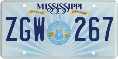 MS license plate ZGW267