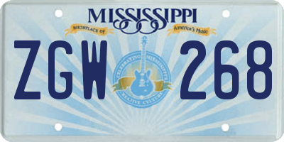MS license plate ZGW268