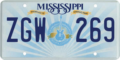 MS license plate ZGW269