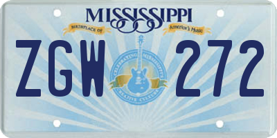 MS license plate ZGW272