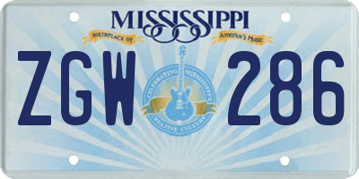 MS license plate ZGW286