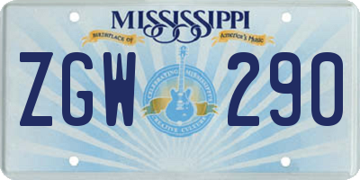 MS license plate ZGW290