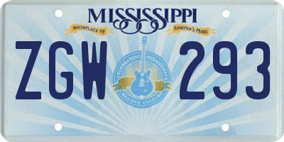 MS license plate ZGW293