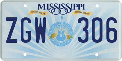 MS license plate ZGW306