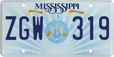 MS license plate ZGW319