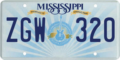 MS license plate ZGW320