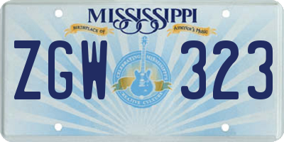 MS license plate ZGW323