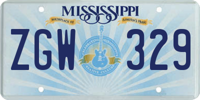 MS license plate ZGW329