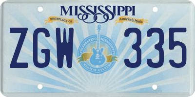 MS license plate ZGW335