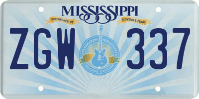 MS license plate ZGW337