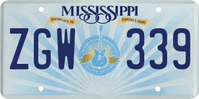 MS license plate ZGW339