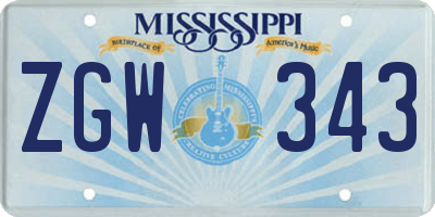 MS license plate ZGW343