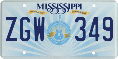 MS license plate ZGW349