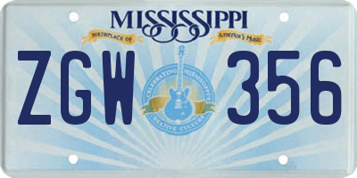 MS license plate ZGW356