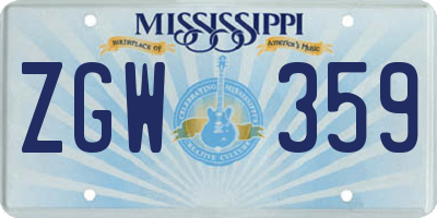 MS license plate ZGW359