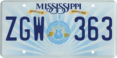 MS license plate ZGW363