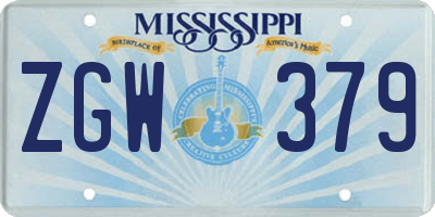 MS license plate ZGW379