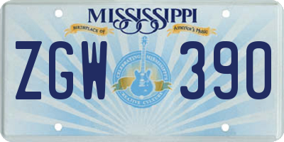 MS license plate ZGW390