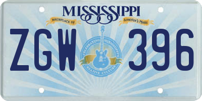 MS license plate ZGW396
