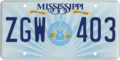 MS license plate ZGW403