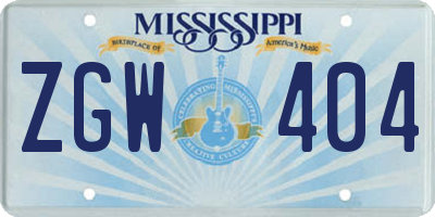 MS license plate ZGW404