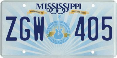 MS license plate ZGW405