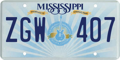 MS license plate ZGW407
