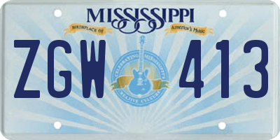 MS license plate ZGW413