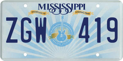 MS license plate ZGW419